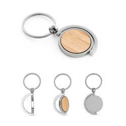 Llavero Premium Bambú y Metal Grabados x15 Unidades