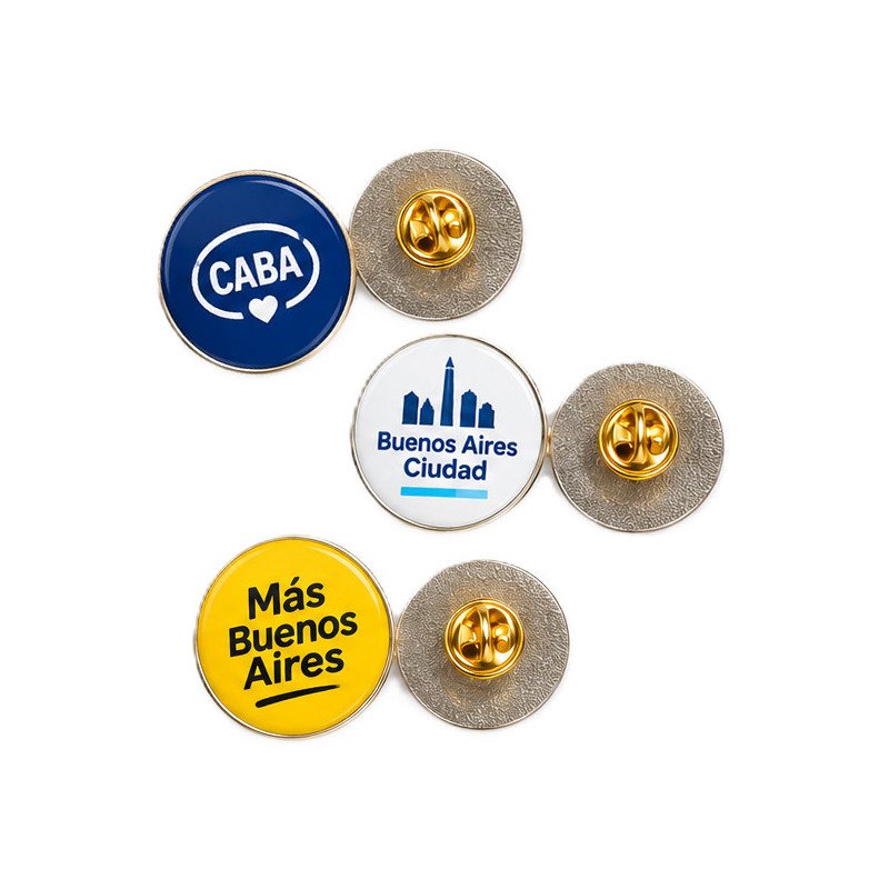 Pins Resinados 20 mm. Metalicos Personalizados Con Dome Redondos