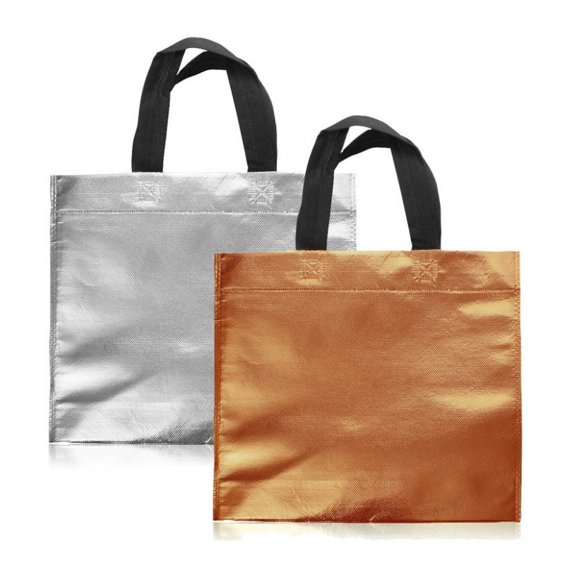 200 Eco Bolsas Metalizadas 30x30x10 Cm. c/ Manija Sin Impresión